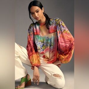 Excellent Preowned Condition Anthropologie Bl-nk Miranda Peasant Blouse
